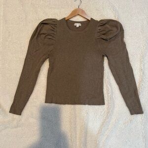 Prologue Brown Puff-Sleeve Crewneck Sweater